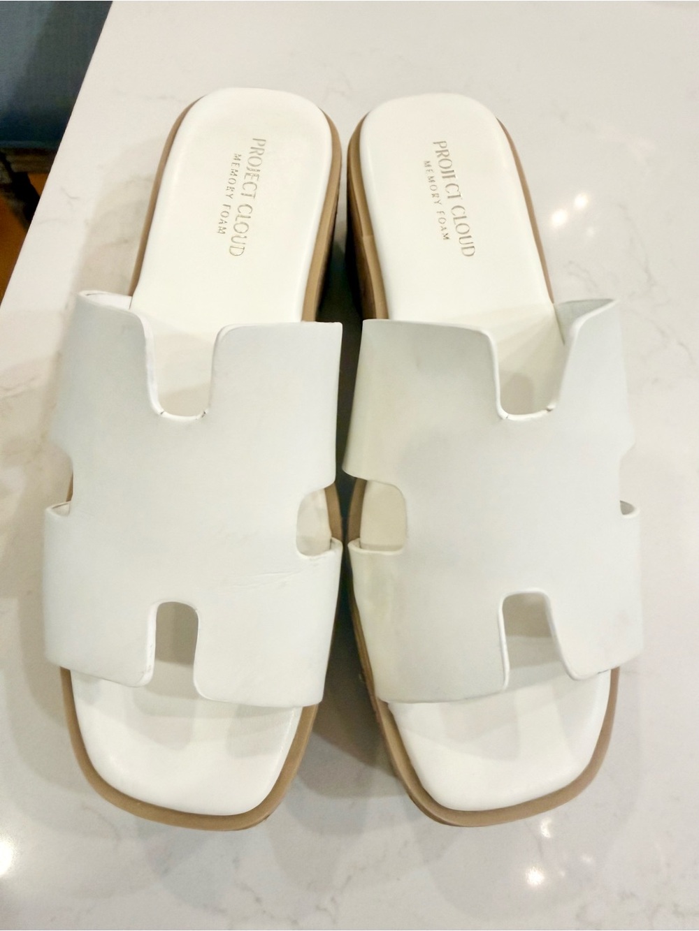 Project Cloud White Slide Sandals for Women